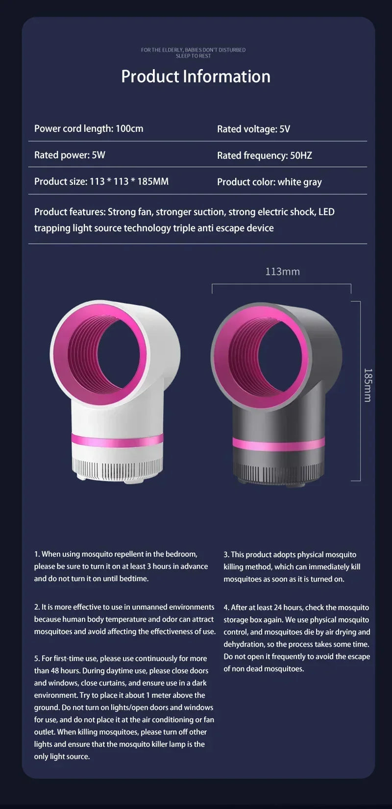 Xiaomi 2-in-1 Mosquito Killer Lamp Electric Fly Trap Insectkiller USB Plugged In Lamp Household  Mute Anti Mosquito Lamp Insect