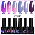 LILYCUTE 7ML 6PCS Neon Gel Nagellack Set fluoreszierend Farbwechsel Semi Permanent Soak Off Maniküre-Kit Nail Art Gel
