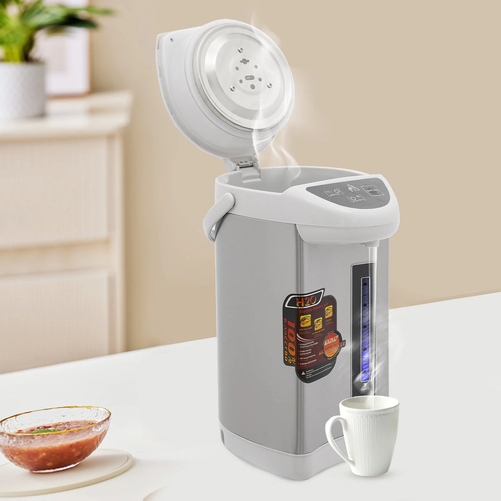 4L elektrischer Wasserkocher & Wärmer, 750W Edelstahl Heißwasserspender mit 3 Ausgabemodi, 90°C Warmhaltefunktion