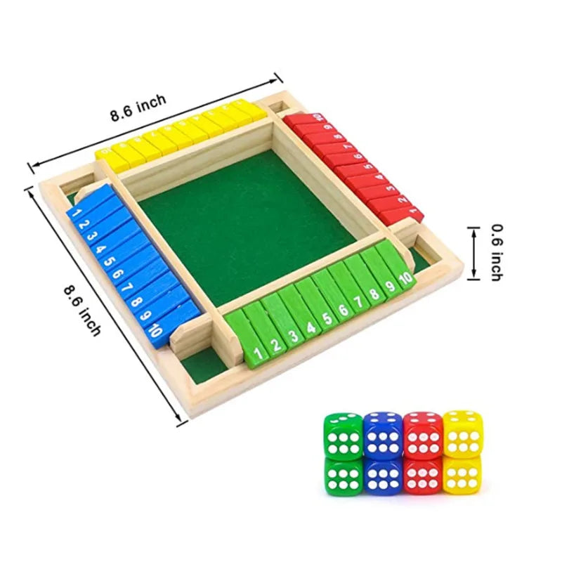 Vierseitige Klappkarten-Spiele Intellektuelles Lernspiel Box Würfel Spielzeug Eltern-Kind-Spiele Shut The Box Holz-Zahlen-Spiel Brettspiele