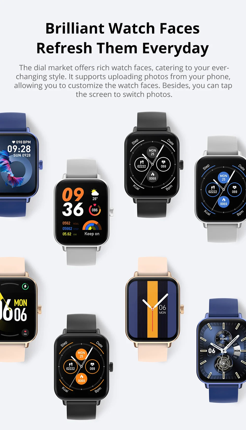 COLMI P81 Smartwatch mit Anruffunktion, Ultra 1,9 Zoll Bildschirm, 24 Std. Gesundheitsüberwachung, über 100 Sportmodi, Bluetooth Smartwatch für Herren und Damen