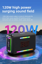 zealot-S95 Tragbarer Bluetooth-Lautsprecher Wasserdicht 120W Hohe Leistung RGB Buntes Licht Kabelloser Subwoofer 360 Stereo Surround TWS