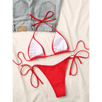 7 Farben Neckholder Brasilianischer Bikini Damen Bademode Weiblicher Badeanzug Zweiteiliges Bikini-Set Gepolsterter Badeanzug Damen V3536
