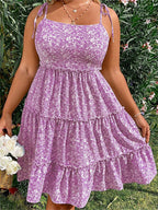 Damen Übergrößen Mini Blumenkleider Halb Bodycon Kurzarm Sommer Trägerkleid Bequem Lässig Beste Wahl für den Sommer
