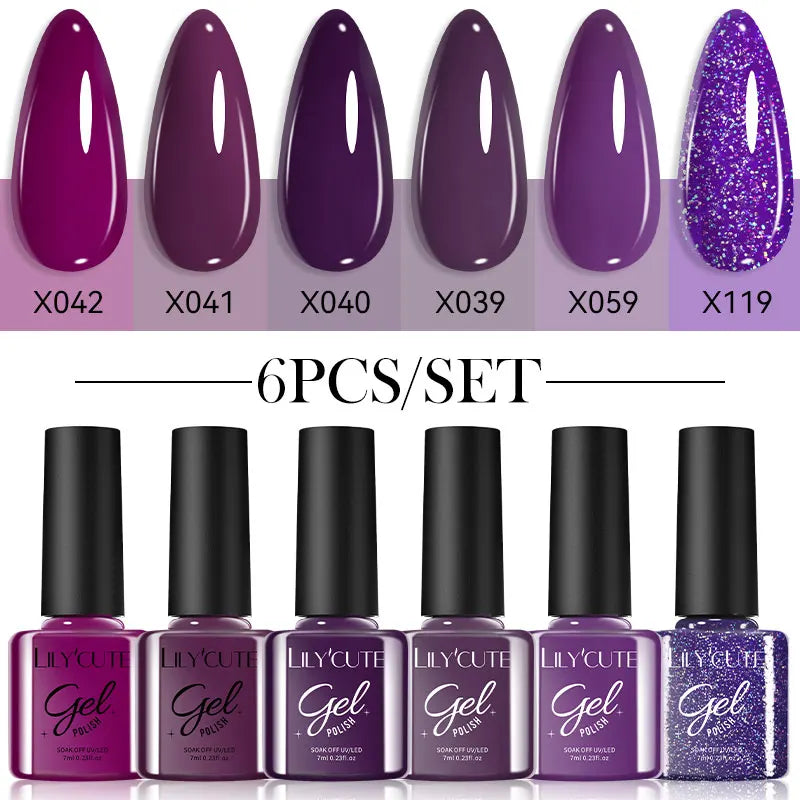 LILYCUTE 6PCS Gel-Nagellack-Set Sommer Neon Nagellack-Gel-Kits für DIY Nagel Semi-Permanenter UV-Lampe Gellack Nagellack-Set