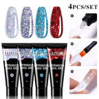 LILYCUTE 15ml Verlängerungsgel-Nagellack-Set Quick Nail Prolong mit Verlängerungsform-Nagelspitzen Acryl-Lösung Maniküre-Werkzeug-Kit