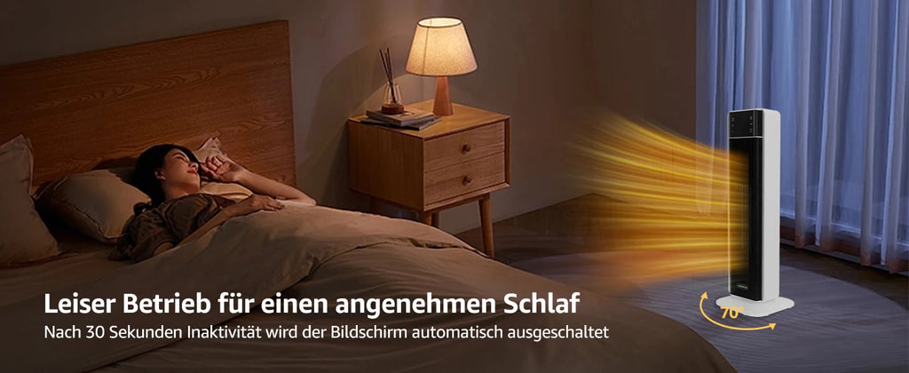 Aigostar Energiespar-Heizlüfter mit Thermostat, 2000W PTC Keramik-Heizlüfter mit Fernbedienung, 70° Oszillation, 4 Modi