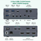 USB C Dockingstation HDMI KVM Switch 2/3/4 PCs 3 Monitore 4K@60Hz Thunderbolt 4 für 3 Monitore 2/3/4 Laptops mit DisplayLink