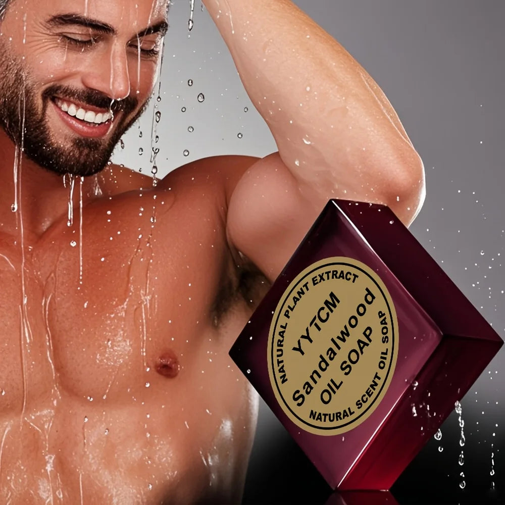 Sandalwood Soap, Men's Fragrance Soap, Long-Lasting Light Fragrance, Bath, Hand-Washing, Face-Washing Soap, Gentle Skin Care, Gift-Giving, Personal Use 65G/Piece Main image