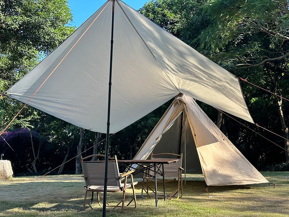 Campingplane Wasserdichtes Zelt Touristenmarkise Schatten Gartenüberdachung Strandsonnenschutz Outdoor Ultraleichter Sonnenschutz Wandern Rucksackreisen