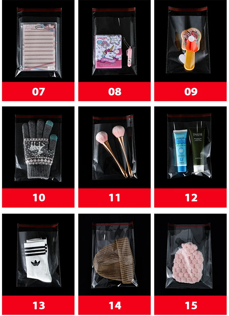 100 Stück OPP selbstklebende transparente Plastiktüte Kleidung Schmuck Verpackung Selbstklebende Keks-Bonbon-Verpackung Cellophan-Beutel