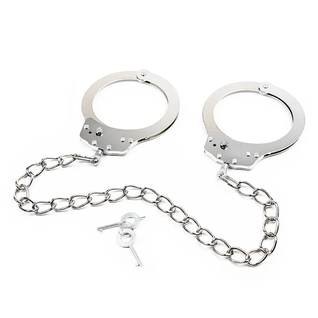 DUTRIEUX Edelstahl Handschellen BDSM Fesselset Verstellbare Metallfußfesseln Kette Fetisch Fesseln Sexspielzeug für Paare