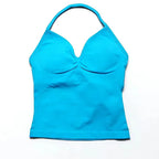 Gym Schöner offener Rücken BH Laufen Training Impact Neckholder Longline Trägertop Sport Yoga Weste Damen Fitness Tank Top