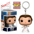 Neue FUNKO Schlüsselanhänger Disney Dämonin Prinzessin Bella Arielle Alice Anna Elsa Bell Jack Sally Stitch Actionfigur Spielzeug Ornamente