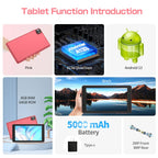 PRITOM 8 Zoll Tablet Android 13, 8GB (4+4 erweiterbar) RAM 64GB ROM, 1TB erweiterbar, 1280x800 IPS-Display, 5000mAh Akku, Dual-Kamera, WiFi