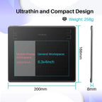 HUION HS64 Grafiktablett 6 Zoll Zeichentabletten Digitales Stift-Pad Schreib- und Zeichentafel 8192 Stifte für Android Windows Mac Laptop