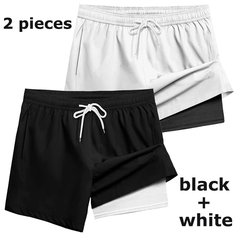 Herren-Badehose mit Kompressionsfutter, Handytasche, schnell trocknend, Badeshorts, Strandshorts, Bademode