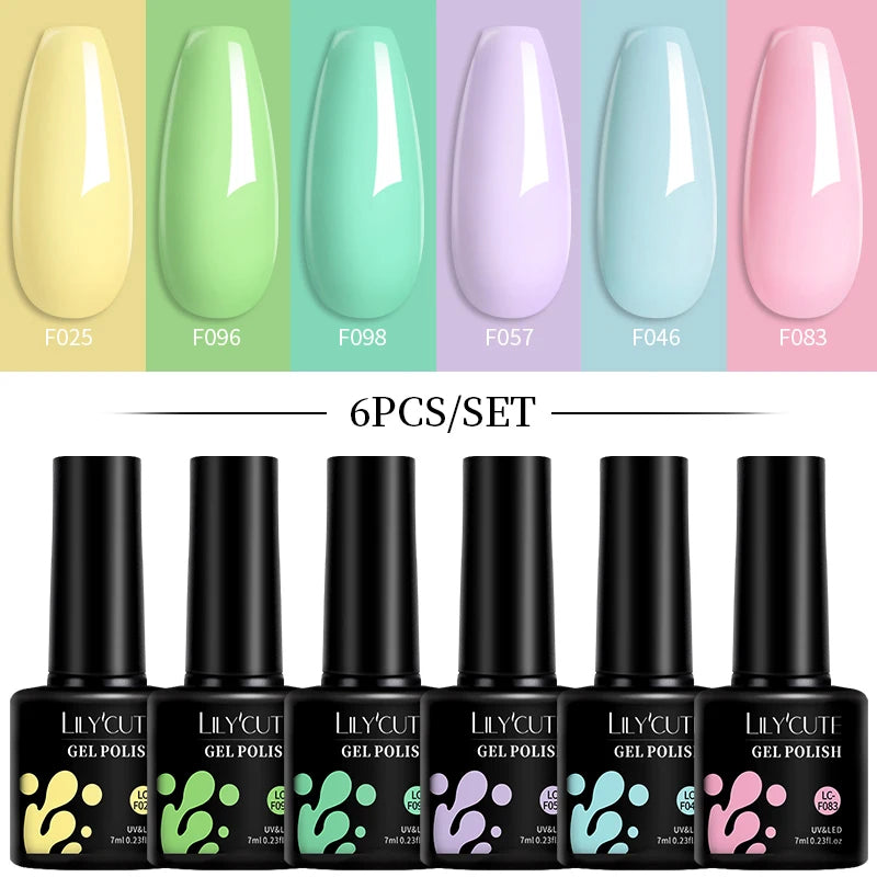 LILYCUTE 7ML 6PCS Neon Gel Nagellack Set fluoreszierend Farbwechsel Semi Permanent Soak Off Maniküre-Kit Nail Art Gel