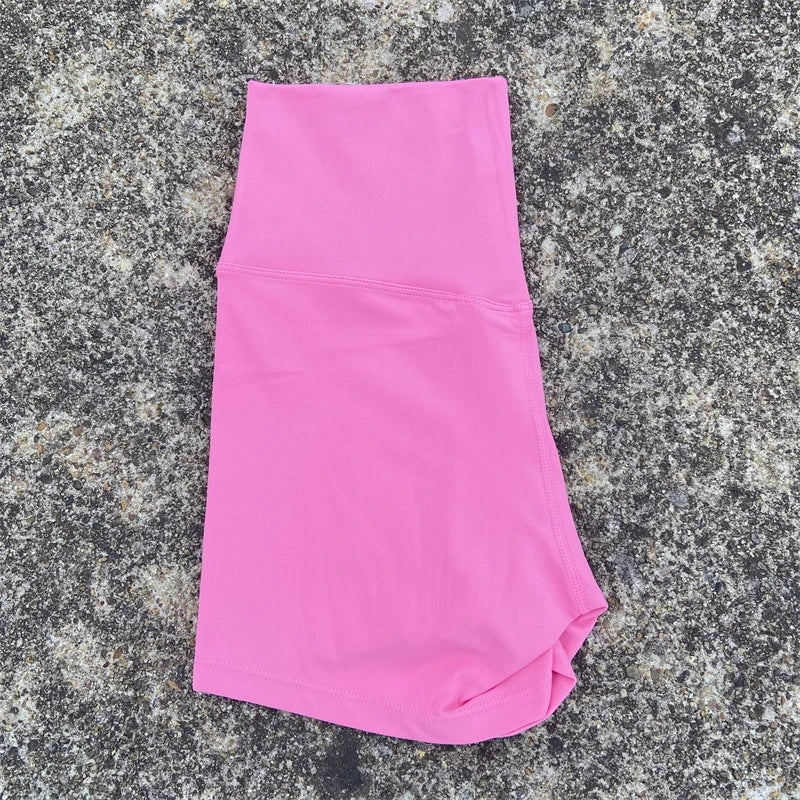 Sexy einfarbige Damen-Fitness-Sportshorts, hohe Taille, athletische Yoga-Shorts, Bein-Radfahren, umfassendes Training, Jogging, Squat-Proof
