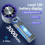 3000 mAh Handheld Mini-Ventilator Elektrischer Handventilator Eiskompresse Hochgeschwindigkeitskühlung USB wiederaufladbar Tragbares LED-Digitaldisplay