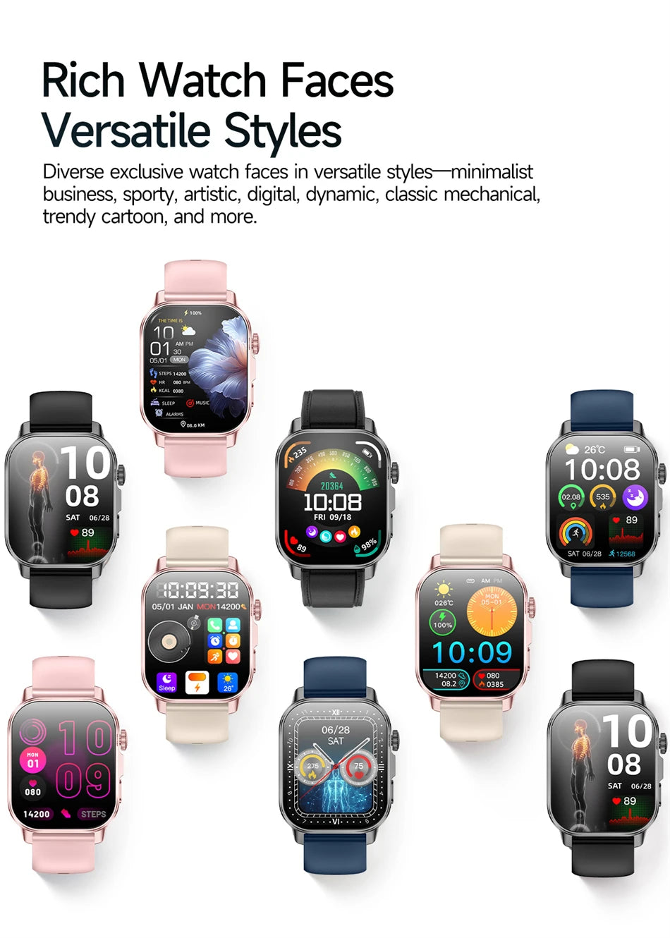 Neue Herren Smartwatch für präzise Gesundheitsdiagnose: EKG, Blutdruck, Blutsauerstoff, Blutfett, Harnsäure, Temperatur, Bluetooth-Anruf