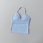 Langes Trägertop Yoga Weste Damen Rückenloses Tank Top Sport Fitness BHs Laufendes Workout Gym Neckholder