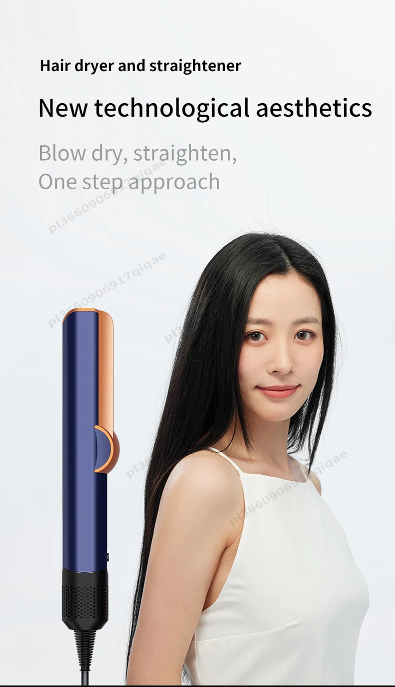 2-in-1 Hair Dryer and Flat Iron Dual Heat Negative Ion Hair Styler for Quick Drying and Straightening Travel Friendly Home Use