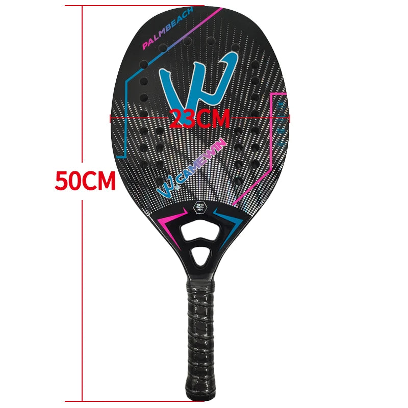 Camewin 3K Beach Tennisschläger, Vollcarbon, raue Oberfläche, Outdoor-Sport-Schläger für Herren, Damen, Erwachsene, Tennisschläger, Neu