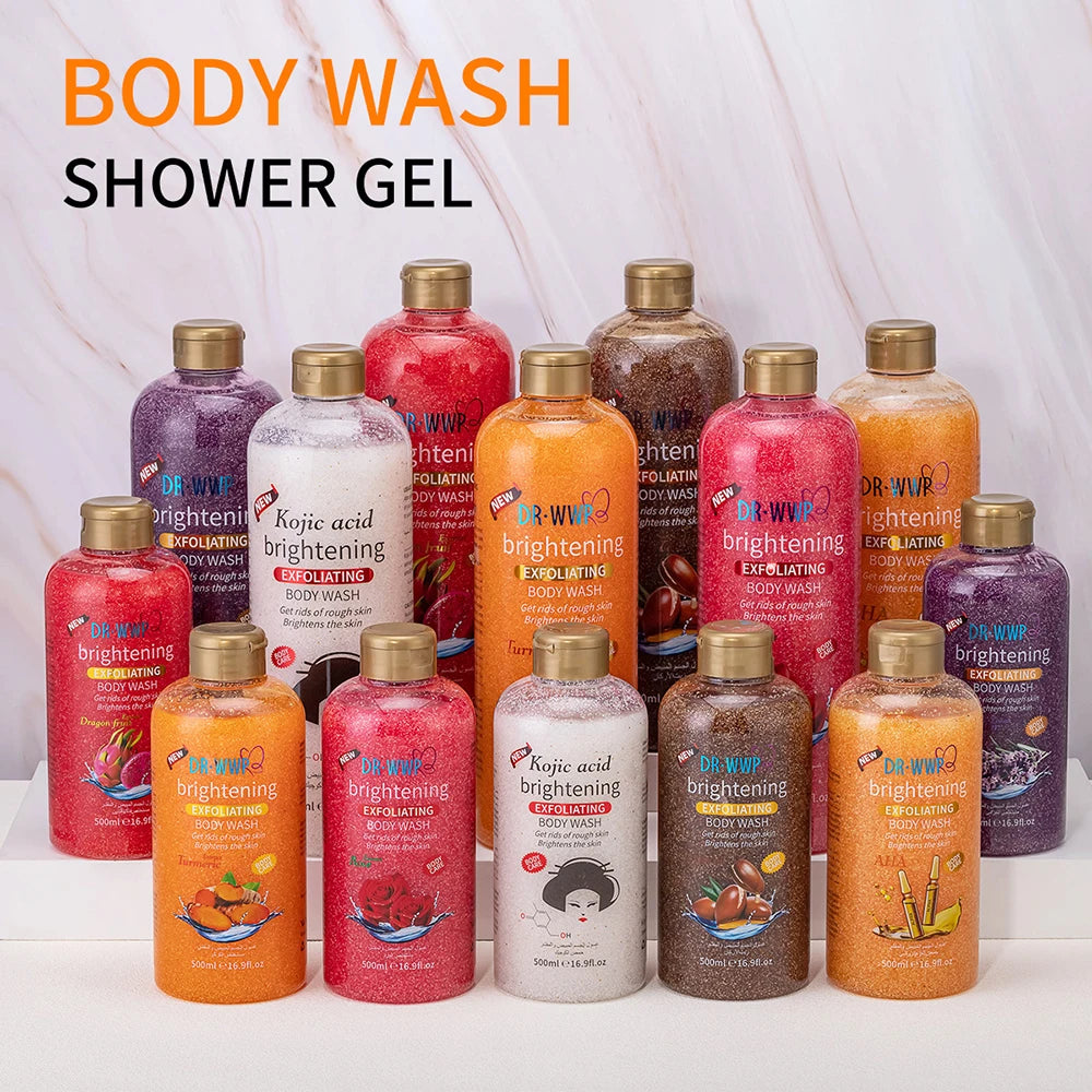 500ml Rose Kojisäure Lavendel Duschgel Tiefenreinigung Aufhellung Peeling Körperwaschmittel Peeling Körperpflege Duftende Hautpflege