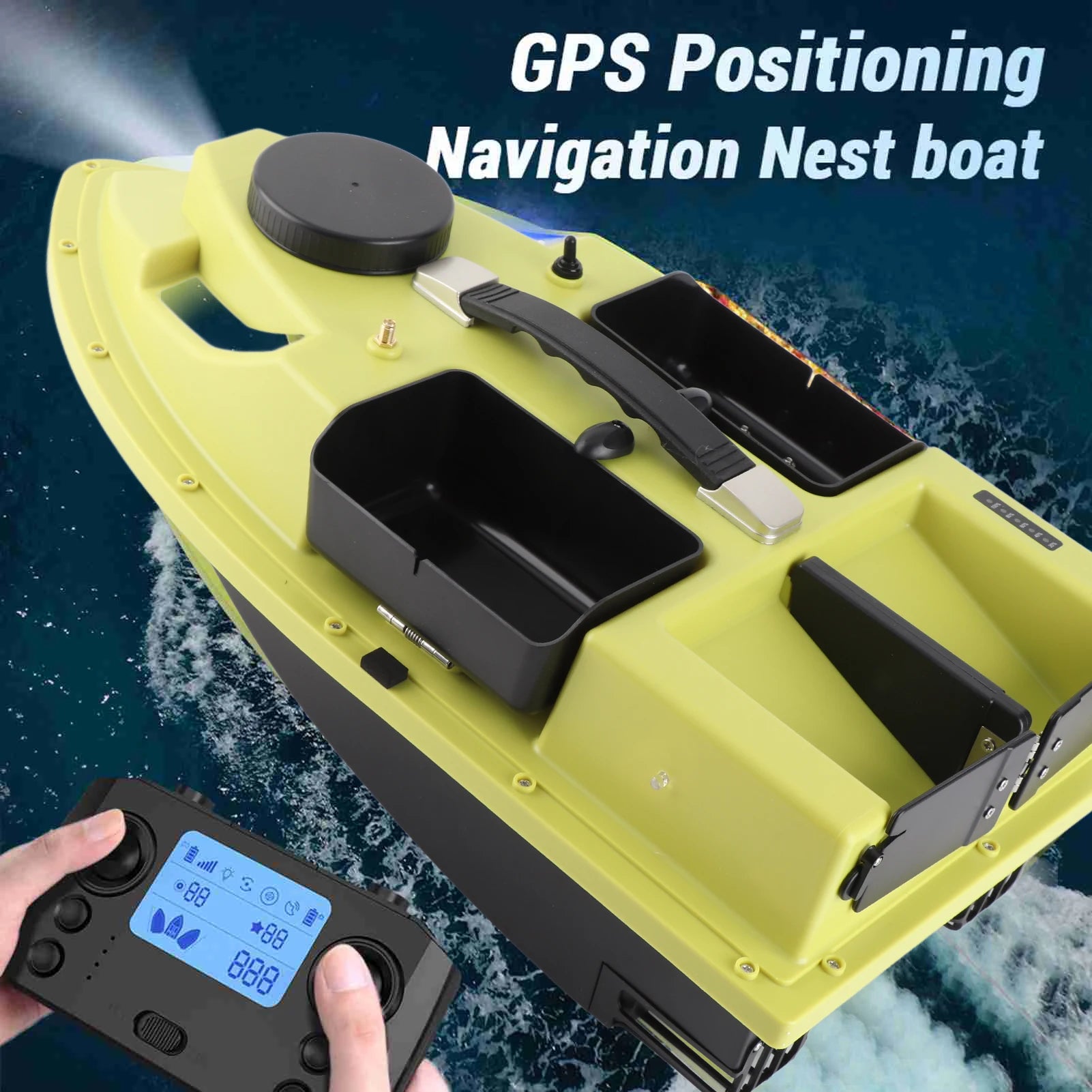 Modernes GPS-Futterboot mit 3 Köderbehältern, 12000mAh kabelloses Futterboot mit automatischer Rückkehrfunktion, verschiedene Stile