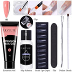 LILYCUTE 15ml Verlängerungsgel-Nagellack-Set Quick Nail Prolong mit Verlängerungsform-Nagelspitzen Acryl-Lösung Maniküre-Werkzeug-Kit