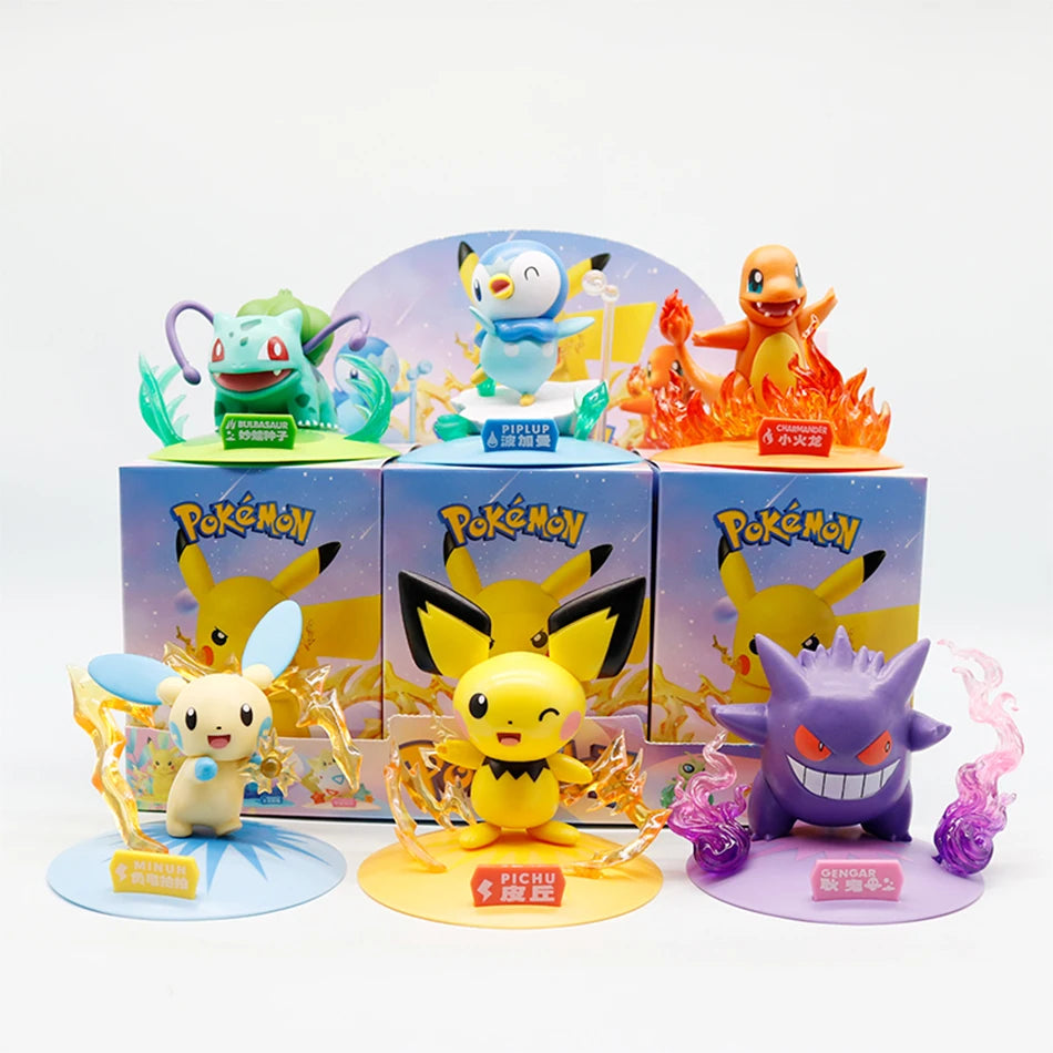 Pokémon Serie Blind Box Pikachu Mewtu Anime Figuren Ornamente Puppen Gardevoir Sylveon Modell Fans Desktop Auto Weihnachtsgeschenk