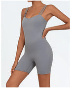 Greenora Damen Workout Strampler Sexy Rückenfrei Yoga Overall Eng Anliegend Body Fitness Activewear Ärmellose Sportbekleidung Einteiler