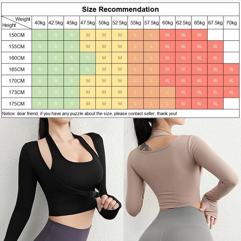 Cloud Rise Damen Yoga-Shirts Sport-Trainings-T-Shirt Sexy Mädchen Langarm-Bluse Fitnessstudio Fitness Crop Top Herbst Winter Sportbekleidung
