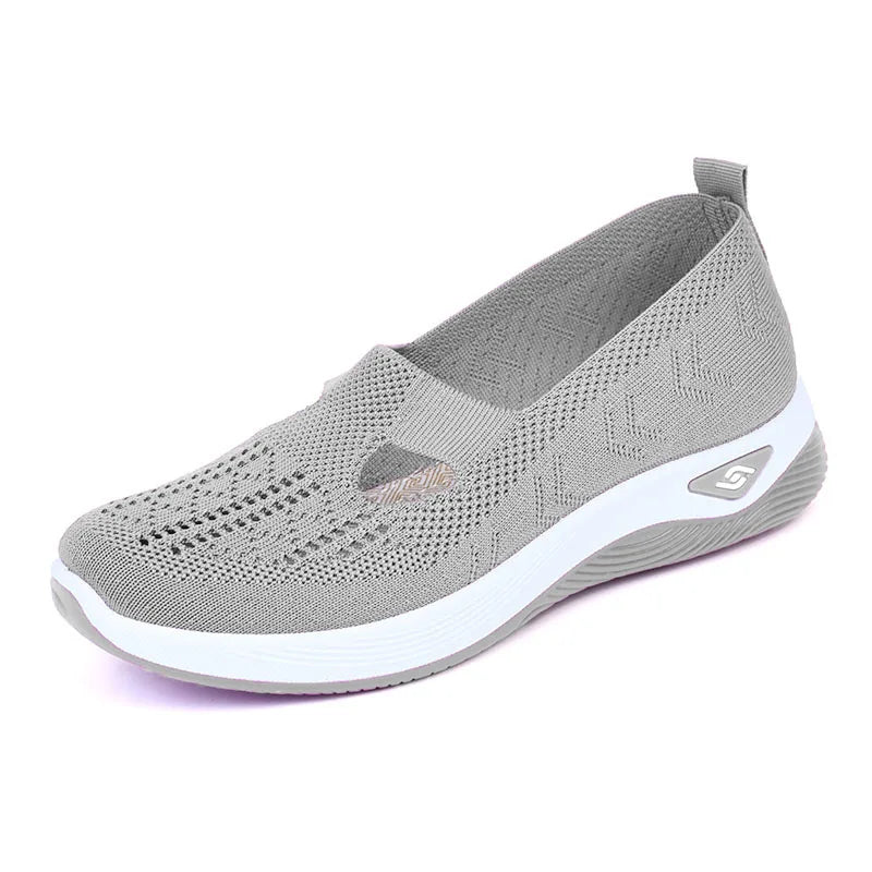 Damen Neue Sommerschuhe Mesh Atmungsaktive Sneaker Leichte Slip-on Plateau Freizeitschuhe Damen Rutschfeste Gehschuhe Gewebte Schuhe