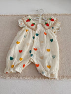 MILANCEL Sommer-Baby-Strampler 0-24M Süßer Liebes-Kleinkind-Overall Dünn Belüftete Babykleidung Karotten-Mädchen Einteiler