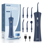 Sejoy Tragbarer elektrischer Munddusche Wasserflosser 6 Düsen 3 Modi Wiederaufladbarer Smart Dental Water Jet Zahnreiniger