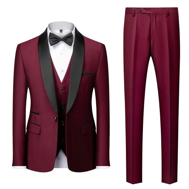 Herren Casual Business Anzug Smoking High End Marken Boutique Mode Sakko Weste Hose Bräutigam Hochzeitsanzug Party Anzug