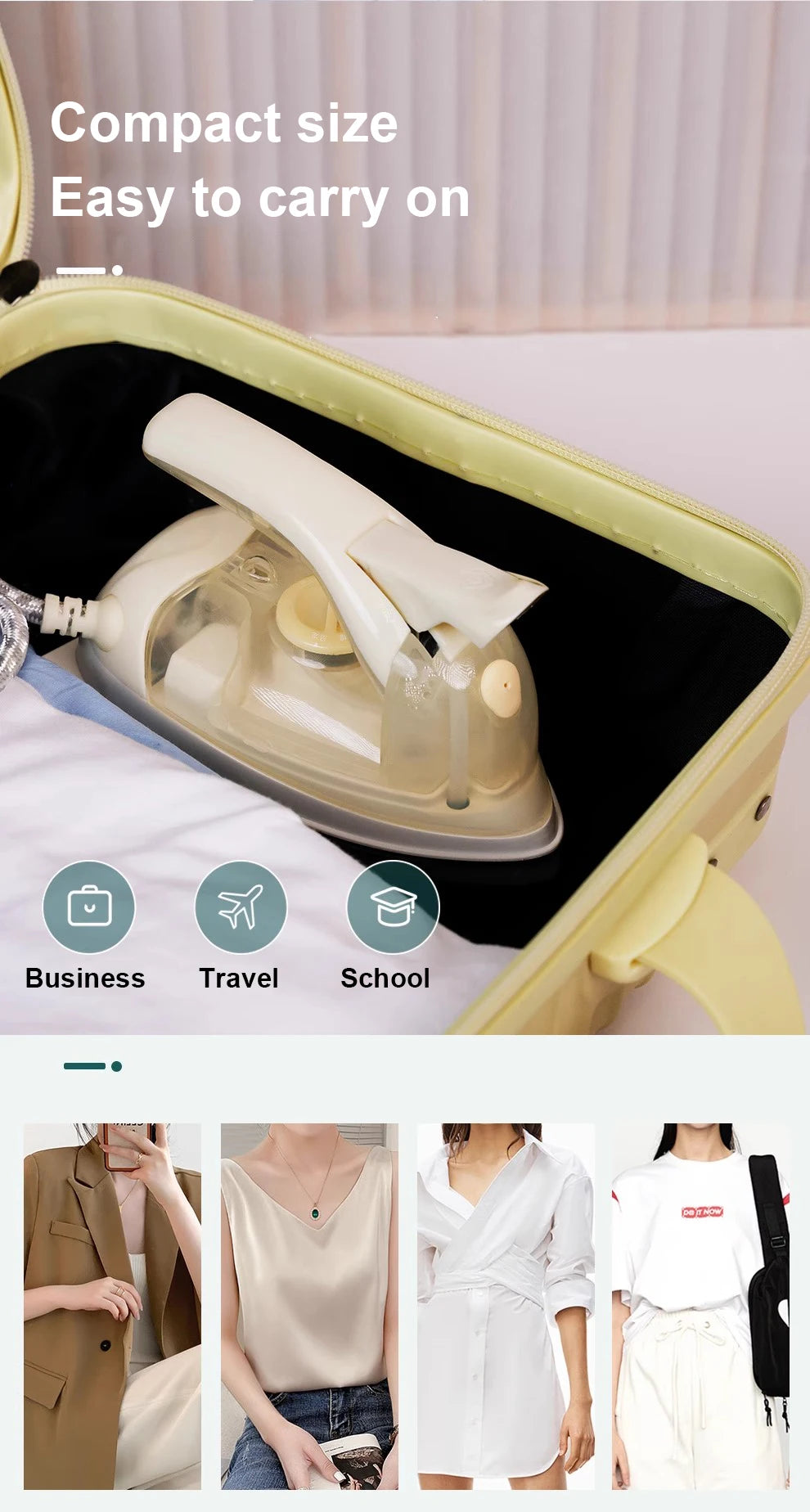 100-240V Mini-Bügeleisen Handheld-Dampfbügler Keramiksohle Nass-Trocken-Dual-Use Kleidung Stoffbügeleisen tragbar für Reisen