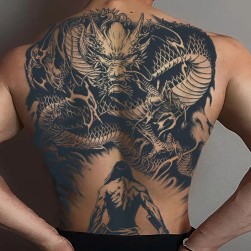 Magic Juice Tinte Wasserdichte Tattoo Aufkleber Große Größe Kräutersaft Temporäre Tattoos Männer Body Art Drache Tiger