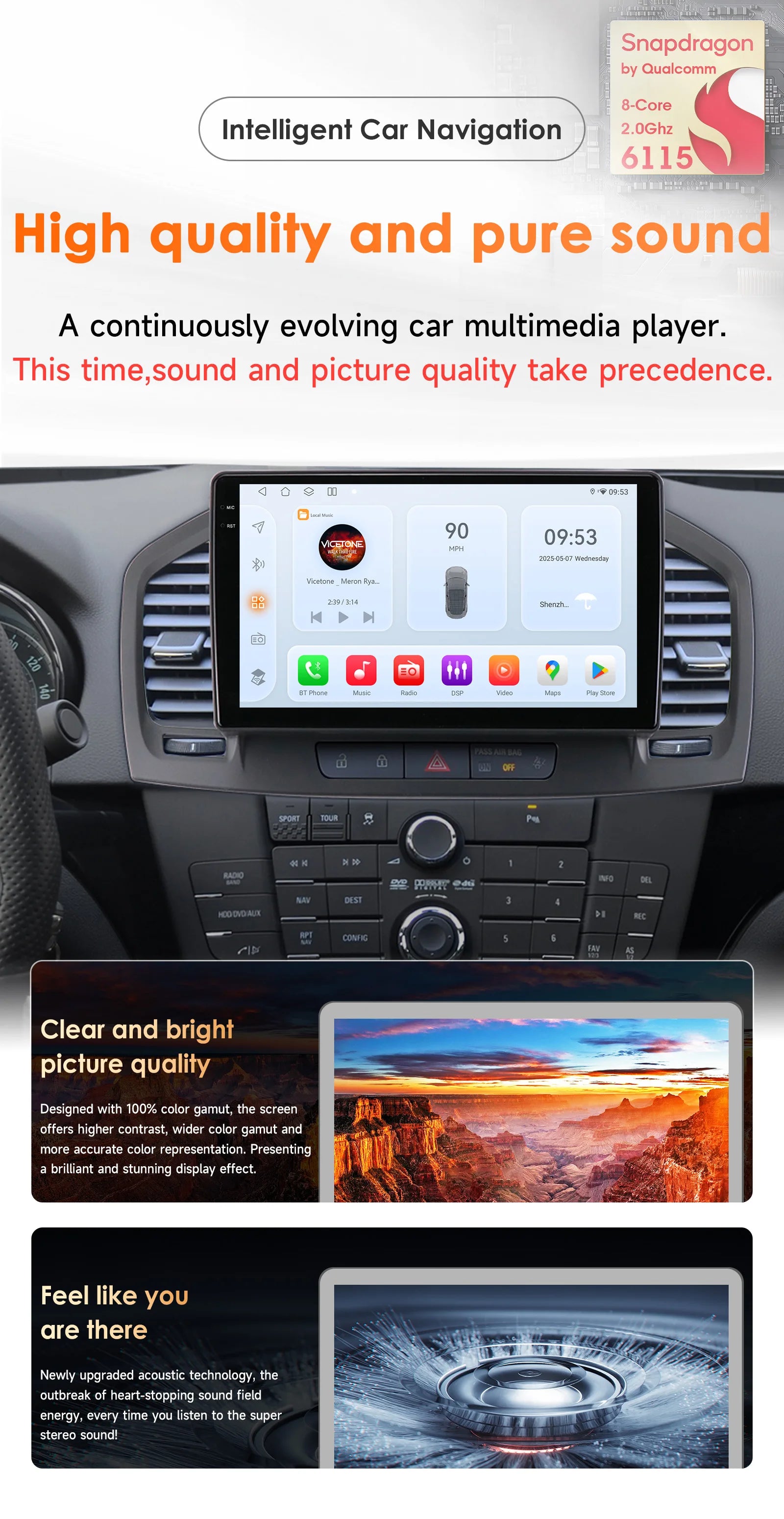 9 Zoll 7862 QLED-Bildschirm 2-Din Android Autoradio Multimedia Video-Player für Buick Regal 1 Opel Insignia GPS Navi Carplay 4G RDS BT