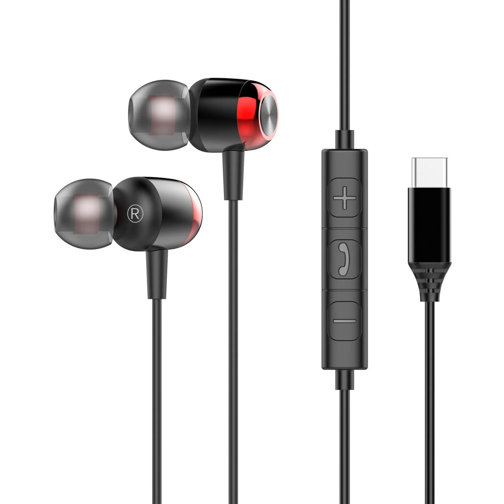EARDECO TypeC/3.5mm Kabelgebundene Kopfhörer mit Mikrofon Lautstärkeregler Musik-Headset mit Bass Handy-Ohrhörer für Samsung Huawei Xiaomi