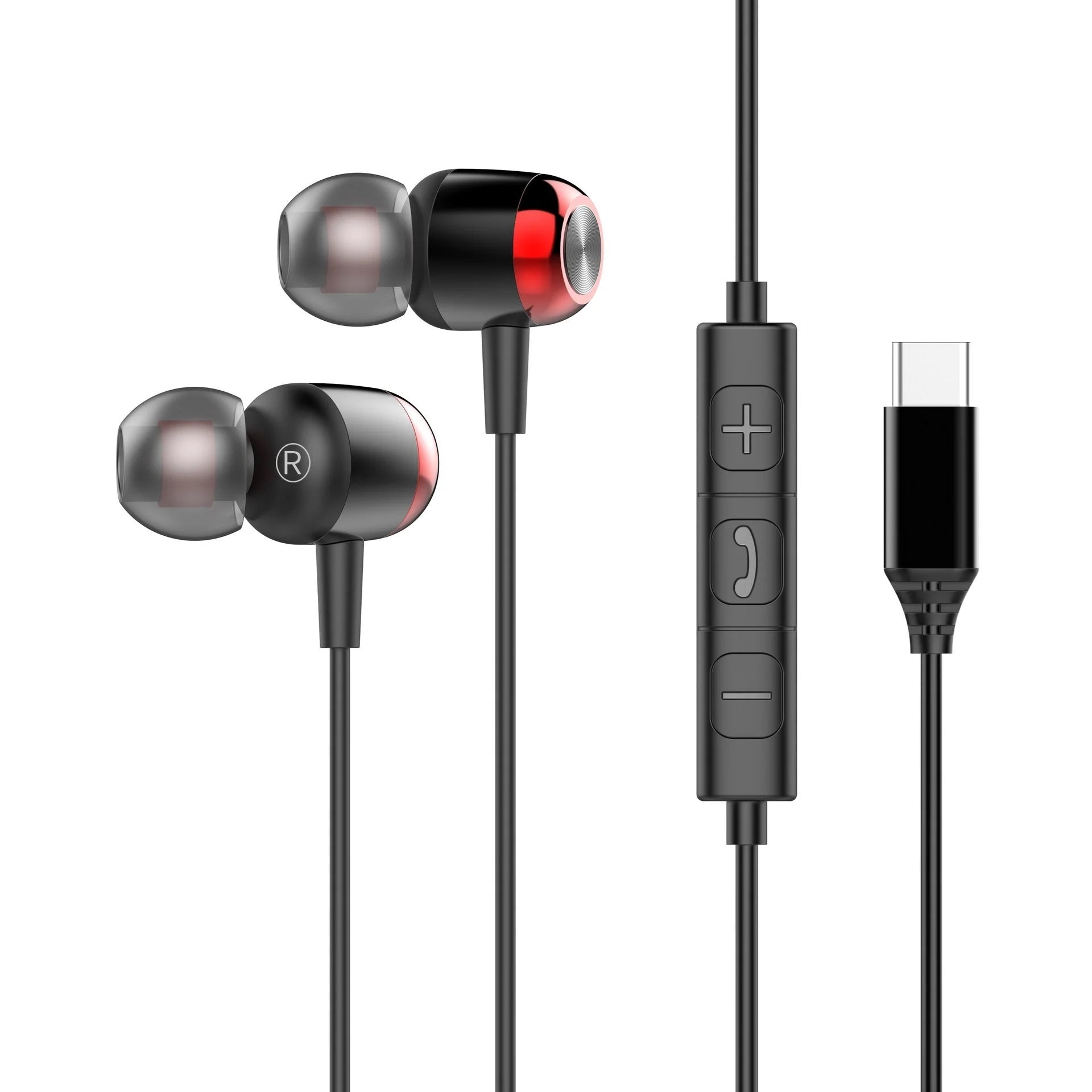 EARDECO TypeC/3.5mm Kabelgebundene Kopfhörer mit Mikrofon Lautstärkeregler Musik-Headset mit Bass Handy-Ohrhörer für Samsung Huawei Xiaomi