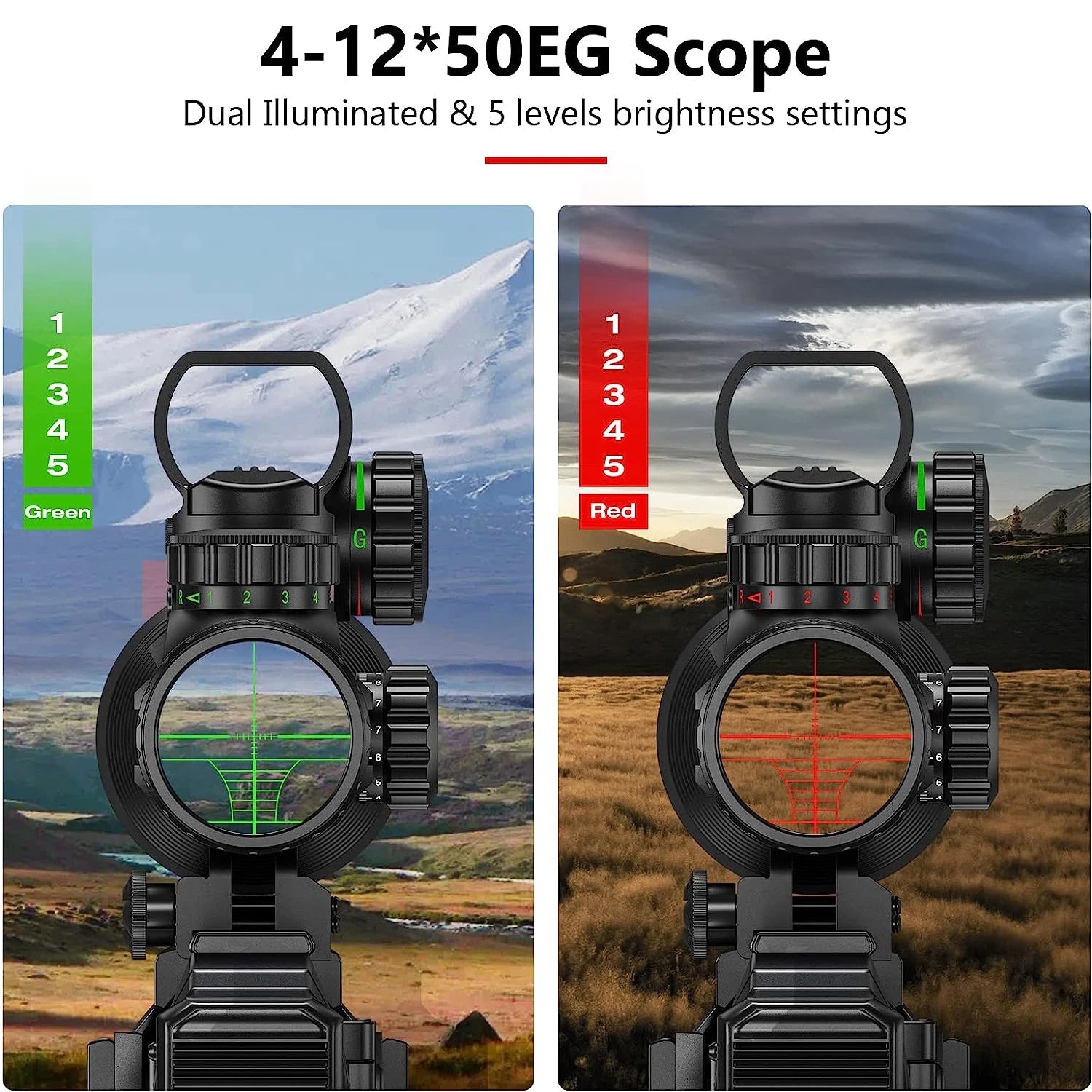 4-12x50 Zielfernrohr Beleuchtetes Absehen Entfernungsmesser Gewehr Holografisches 4 Absehen Visier 20mm Rot Grün Laser Für die Jagd