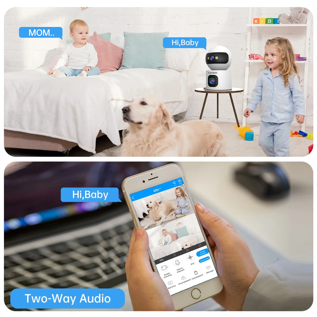 Lenovo 8MP HD IP Kamera Dual-Objektiv Babyphone 5X Zoom Farb-Nachtsicht Menschliche automatische Verfolgung Video Smart Home Kamera