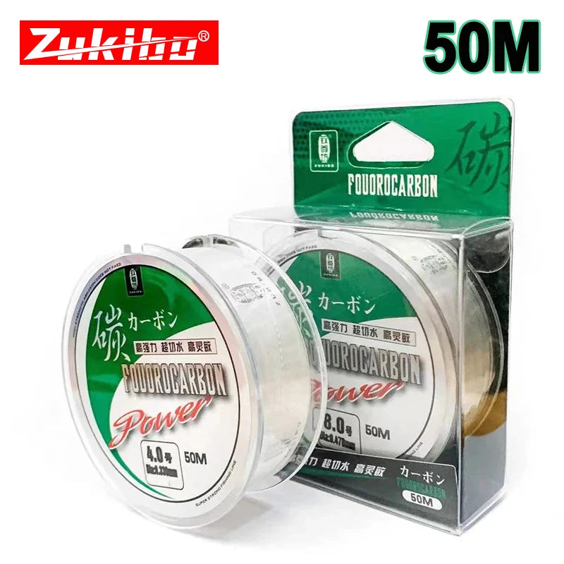 ZUKIBO 50M100M 100% Fluorocarbon Angelschnur Japanische importierte Kohlefaser-Schnur 1-25kg Monofilament Sinkende Schnur Meeresangeln