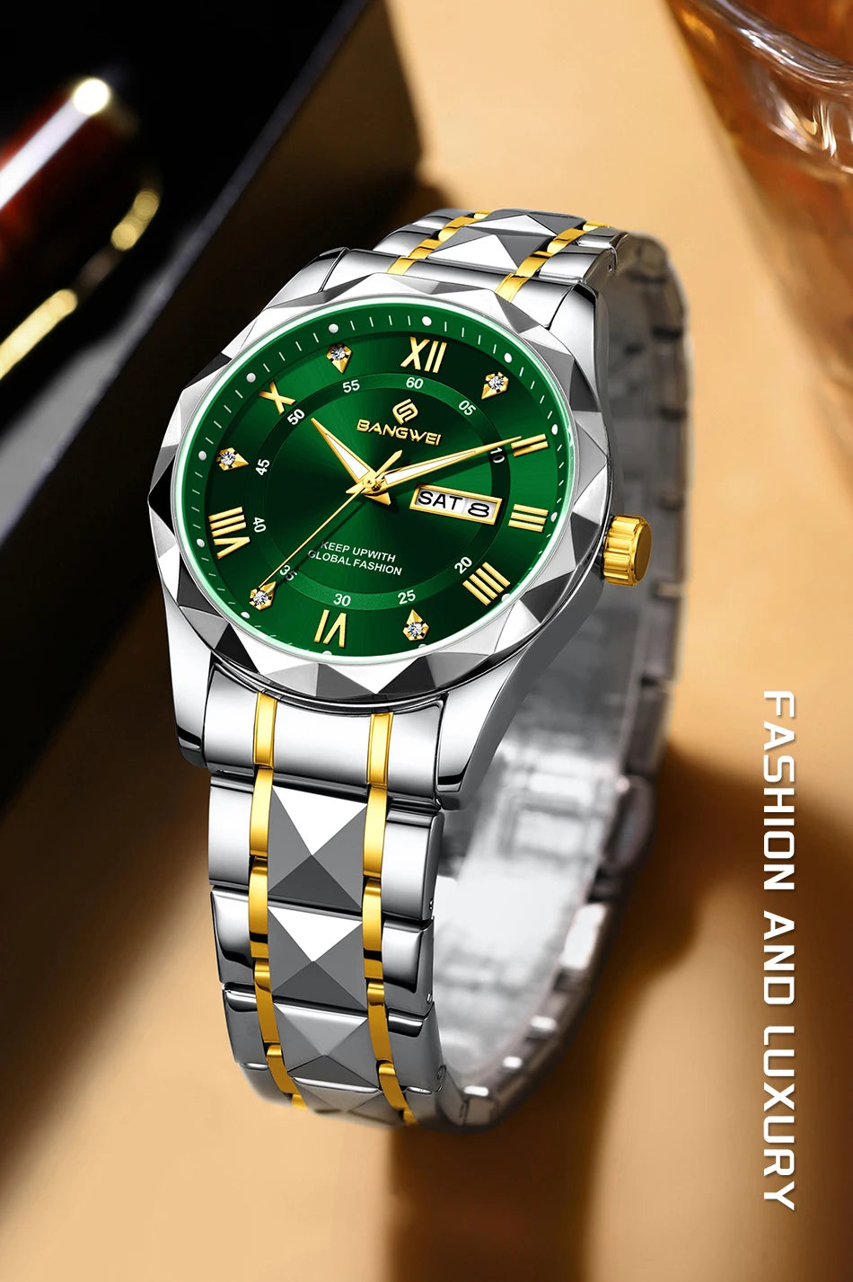 BANGWEI Elegante Luxus Quarz Damenuhr Mode Klassisch Einfach Edelstahluhren Automatisches Datum Wasserdicht Diamant Damen Armbanduhr