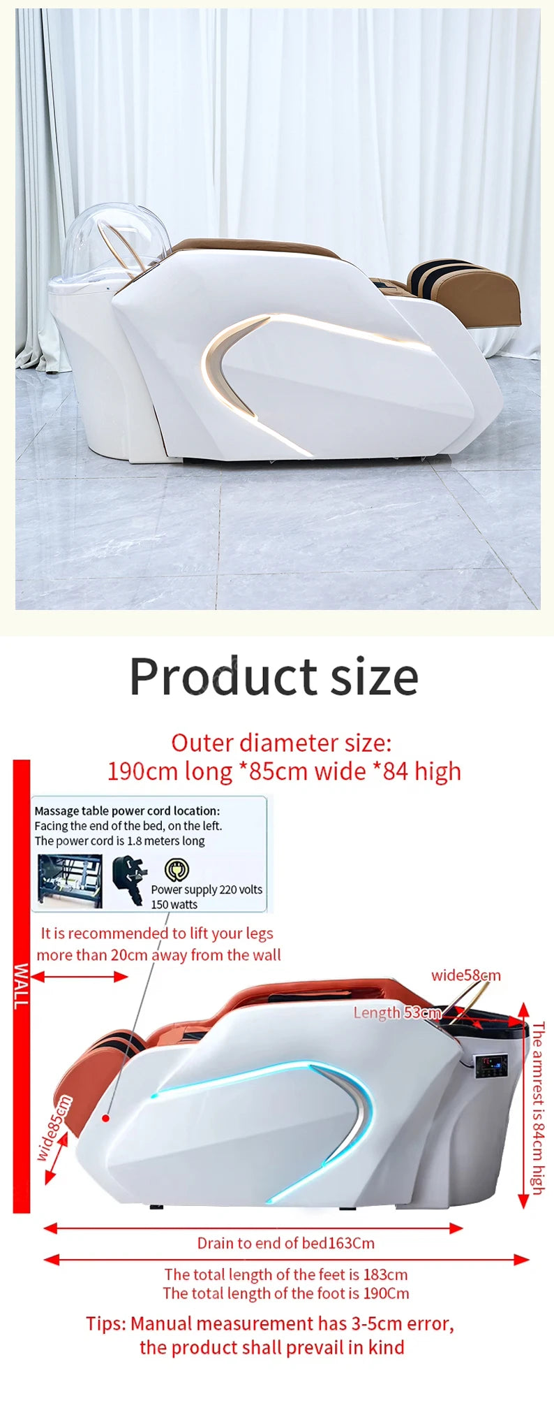 Beauty Salon Hair Washing Chair Electric Massage Table Head Spa Shampoo Bed Equipment Furniture Silla De Salon De Belleza