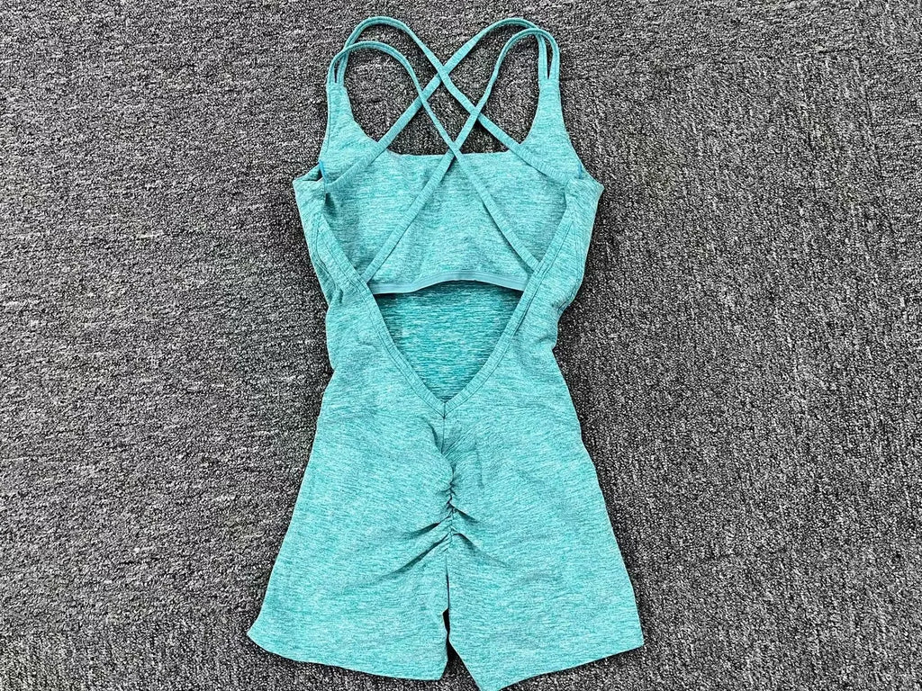 Gepolsterter Activewear Gym Yoga Bodysuit Damen Fitness Kleidung Damen Workout Weibliche Sportoutfit Anzüge Trainings Jumpsuit