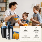 BRIEFNESS Entsafter Zentrifugalentsafter Ganze Früchte Gemüse 500W 65mm Weite Öffnung 2 Geschwindigkeiten 500ml Effizienter Saftbereiter